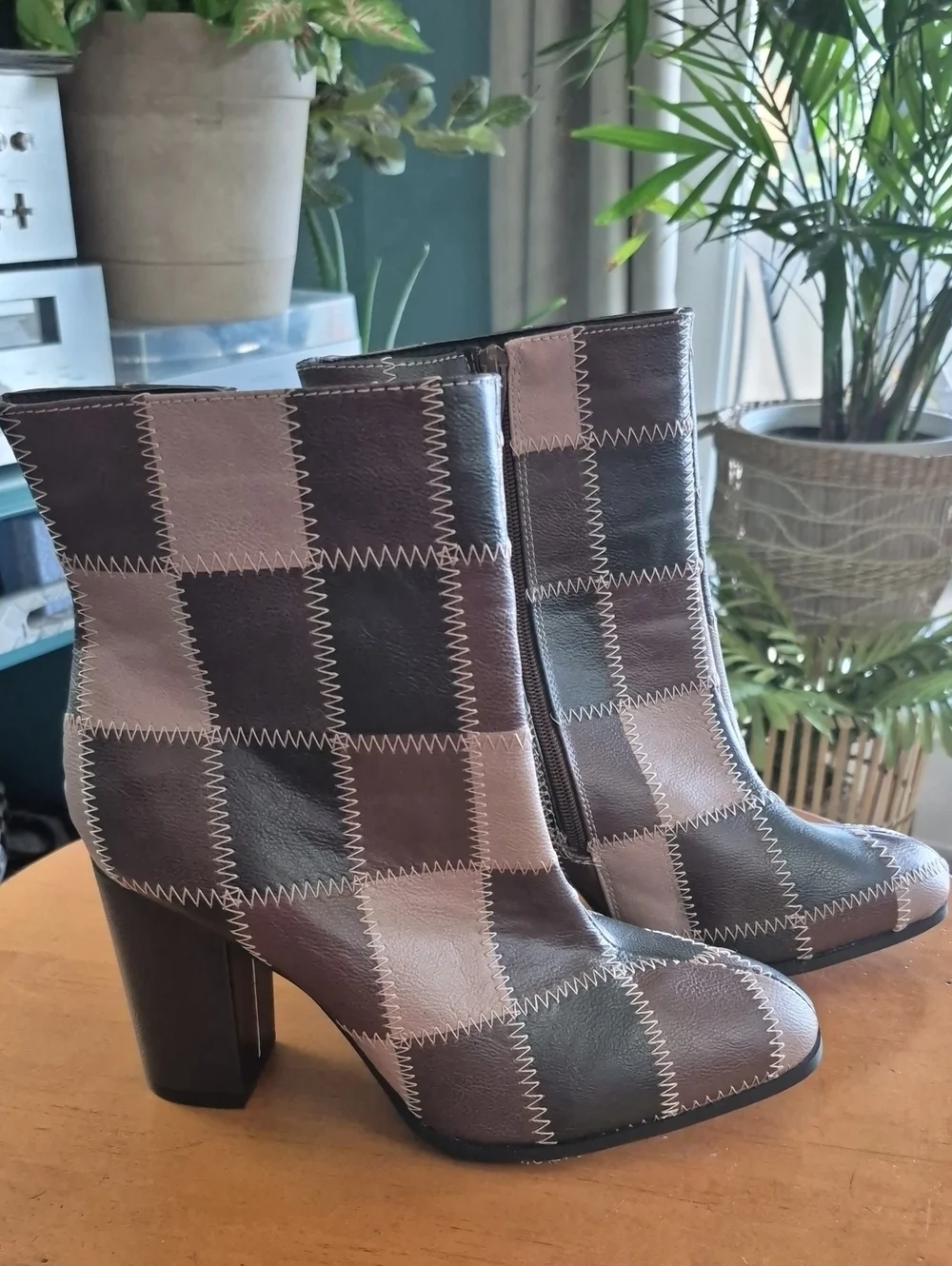 Cato Patchwork Brown Vegan Leather 4